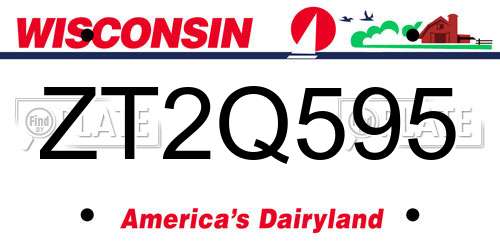 ZT2Q595 Wisconsin License Plate