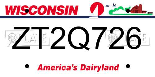 ZT2Q726 Wisconsin License Plate