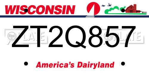 ZT2Q857 Wisconsin License Plate