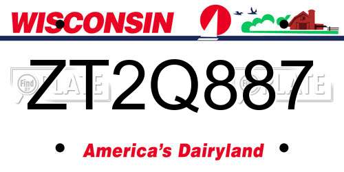 ZT2Q887 Wisconsin License Plate