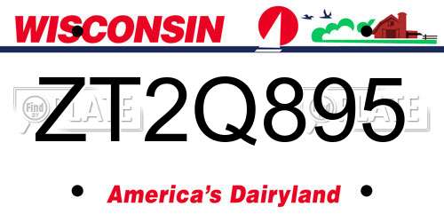 ZT2Q895 Wisconsin License Plate