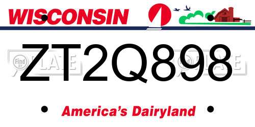 ZT2Q898 Wisconsin License Plate