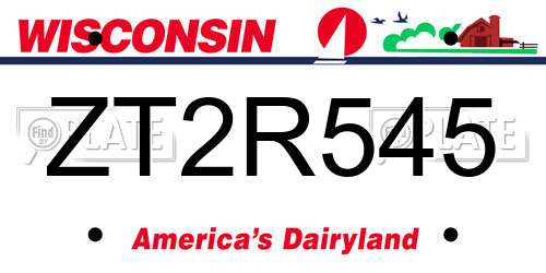 ZT2R545 Wisconsin License Plate