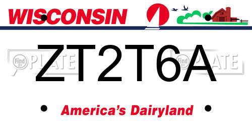 ZT2T6A Wisconsin License Plate