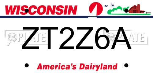 ZT2Z6A Wisconsin License Plate