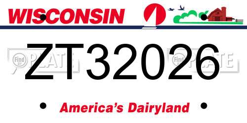 ZT32026 Wisconsin License Plate