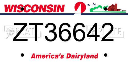 ZT36642 Wisconsin License Plate
