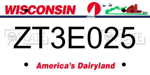 ZT3E025 Wisconsin License Plate