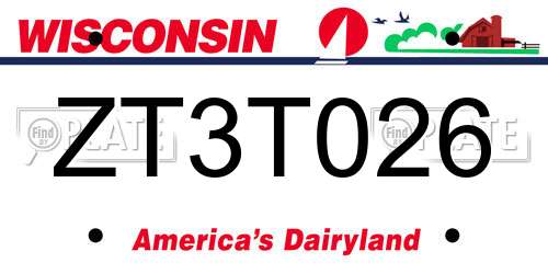 ZT3T026 Wisconsin License Plate