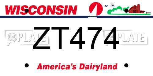 ZT474 Wisconsin License Plate