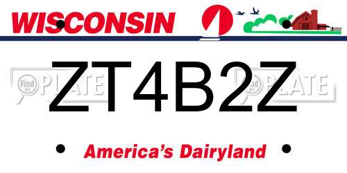 ZT4B2Z Wisconsin License Plate