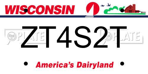 ZT4S2T Wisconsin License Plate