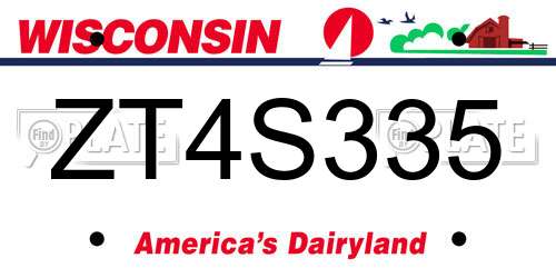 ZT4S335 Wisconsin License Plate