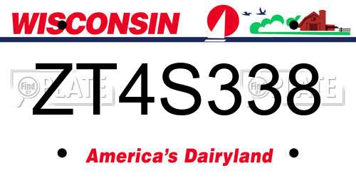 ZT4S338 Wisconsin License Plate