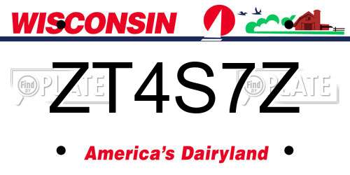 ZT4S7Z Wisconsin License Plate