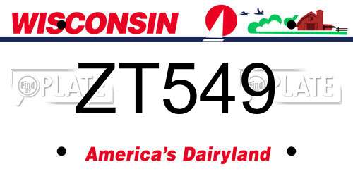 ZT549 Wisconsin License Plate