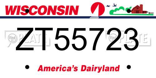 ZT55723 Wisconsin License Plate