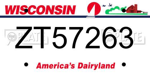 ZT57263 Wisconsin License Plate