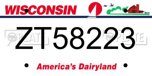 ZT58223 Wisconsin License Plate