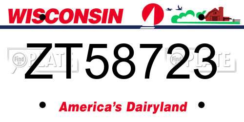 ZT58723 Wisconsin License Plate