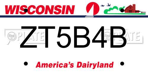 ZT5B4B Wisconsin License Plate