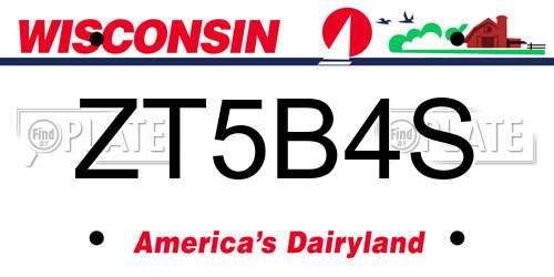 ZT5B4S Wisconsin License Plate