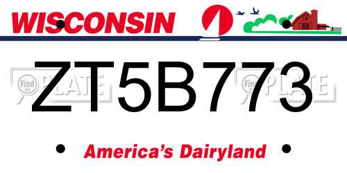 ZT5B773 Wisconsin License Plate