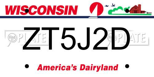 ZT5J2D Wisconsin License Plate