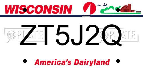 ZT5J2Q Wisconsin License Plate
