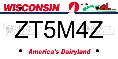 ZT5M4Z Wisconsin License Plate