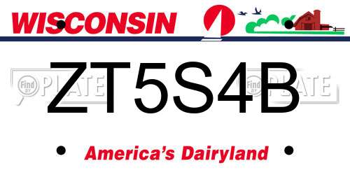ZT5S4B Wisconsin License Plate