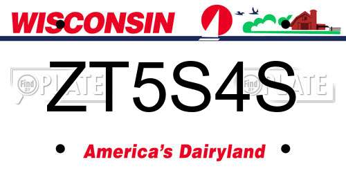 ZT5S4S Wisconsin License Plate