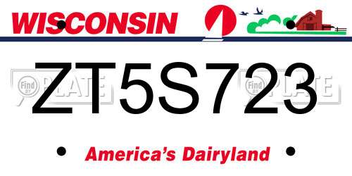 ZT5S723 Wisconsin License Plate