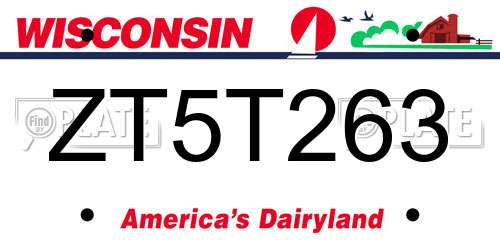 ZT5T263 Wisconsin License Plate