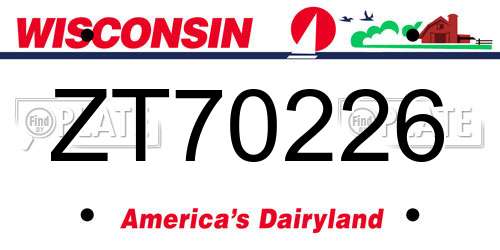ZT70226 Wisconsin License Plate
