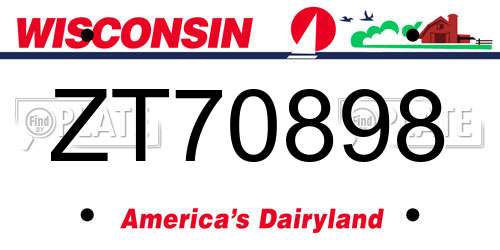 ZT70898 Wisconsin License Plate