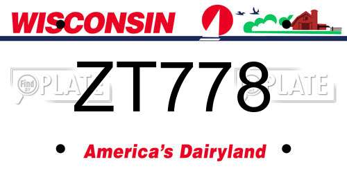 ZT778 Wisconsin License Plate