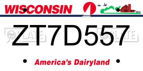 ZT7D557 Wisconsin License Plate