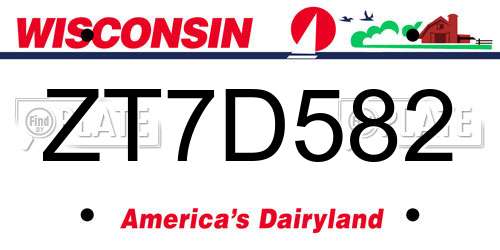ZT7D582 Wisconsin License Plate