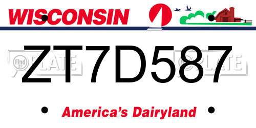 ZT7D587 Wisconsin License Plate