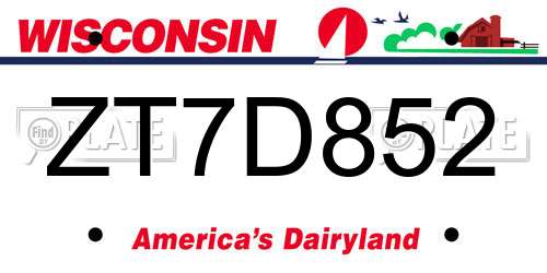 ZT7D852 Wisconsin License Plate