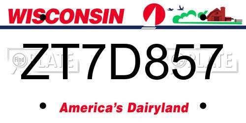ZT7D857 Wisconsin License Plate