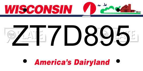 ZT7D895 Wisconsin License Plate