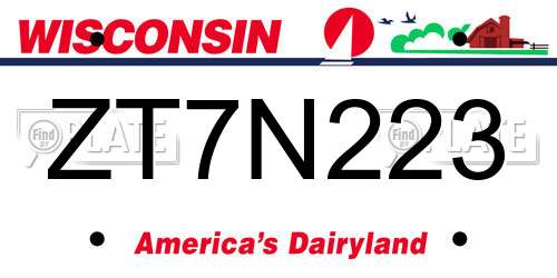 ZT7N223 Wisconsin License Plate