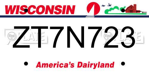 ZT7N723 Wisconsin License Plate