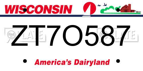 ZT7O587 Wisconsin License Plate