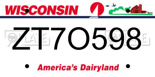ZT7O598 Wisconsin License Plate