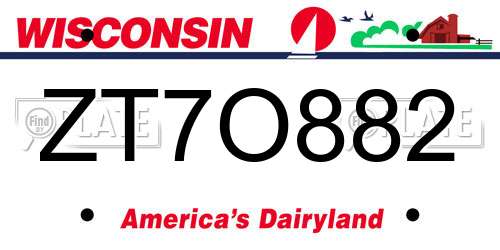 ZT7O882 Wisconsin License Plate