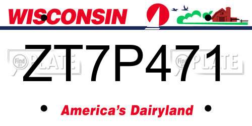 ZT7P471 Wisconsin License Plate
