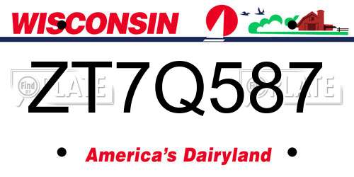 ZT7Q587 Wisconsin License Plate